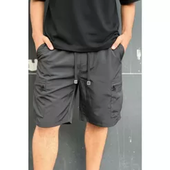 Bermuda Masculina Tactel Cargo Premium Techwear Streetwear com Bolso Zíper