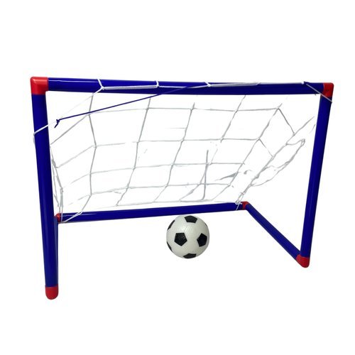 Kit Bola Futebol Com Trave Gol Diversão Jogo Infantil Brinquedo Azul