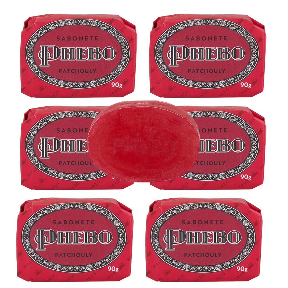 Kit 6 Sabonete Phebo Granado Patchouly Glicerina Base Vegetal em Barra 90g