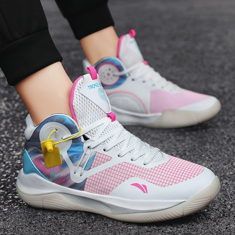 Sonic 9 tênis de basquete masculino platina flor de cerejeira rosa respirável tênis juventude fricção pode anel estudant