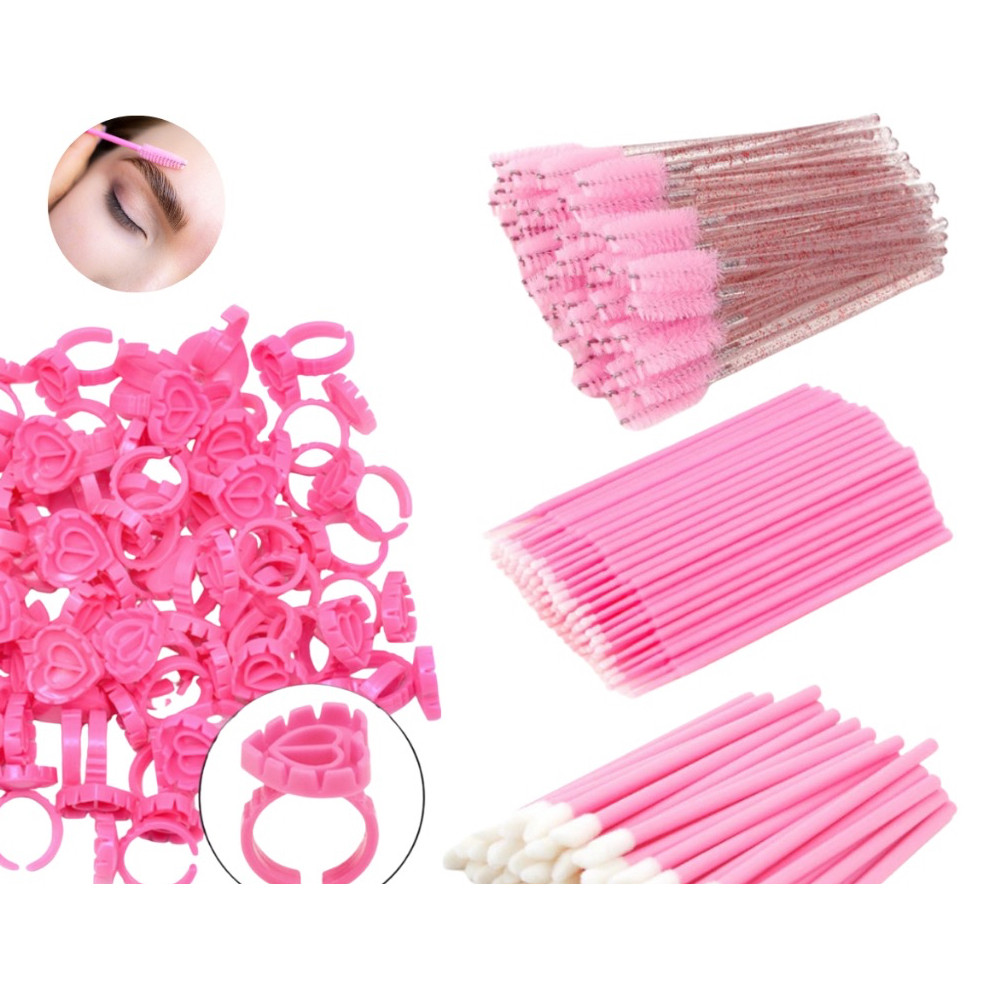 Kit 400 Pcs 100 Anel Batoque Com Divisoria 100 Escovinhas 100 Microbrush 100 Aplicadores