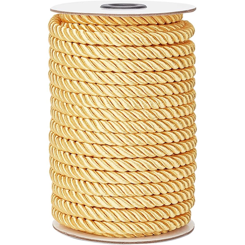 PH PandaHall Cordão Torcido de 8mm, 20 Jardas, Corda Decorativa Dourada, Fio de Seda, Cordão de Honra, Cordão Brilhante