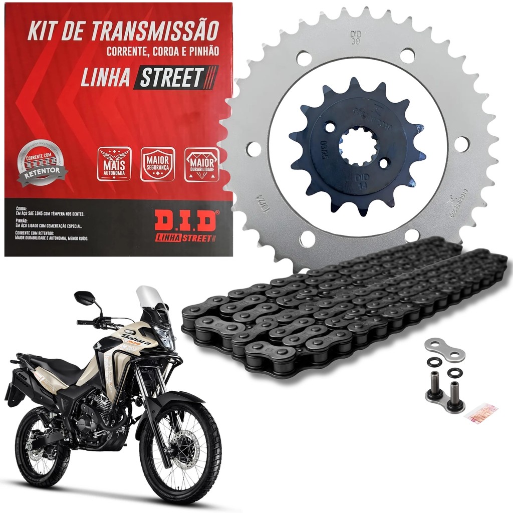 KIT TRANSMISSÃO RELAÇÃO DID SREET C/RETENTOR HONDA XRE 300 SAHARA 300 RALLY ADVENTURE 2024 2025 2026