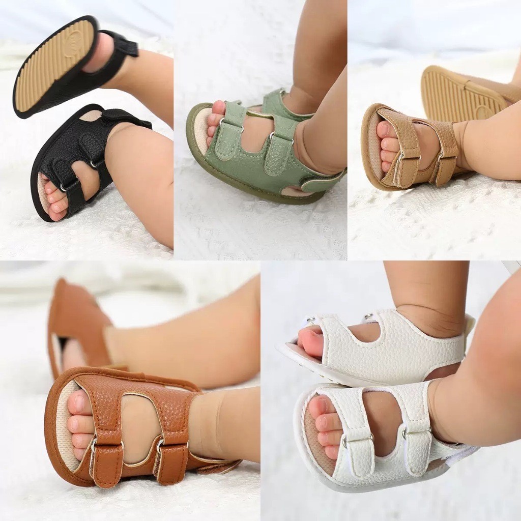 Sandálias Para Bebê Menino Menina Simples Sola De Borracha Macia Infantil Criança Antiderrapante Sapatos De Recém-Nascid