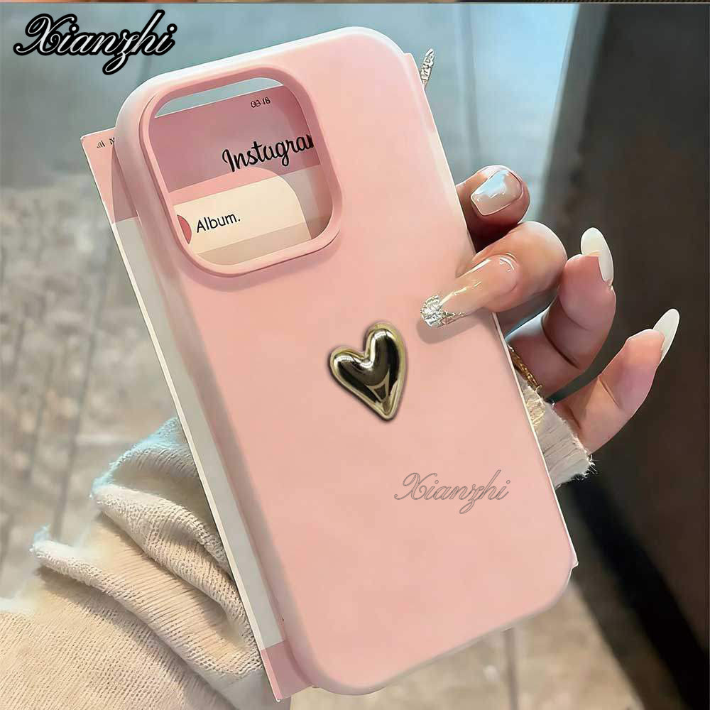 2 Em 1 Para Samsung A17 A07 A26 A16 A06 A05S A05 A35 A54 A15 A14 A13 A52 A04S A03S A04E A03 INS 3D Prata Coração Geléia 