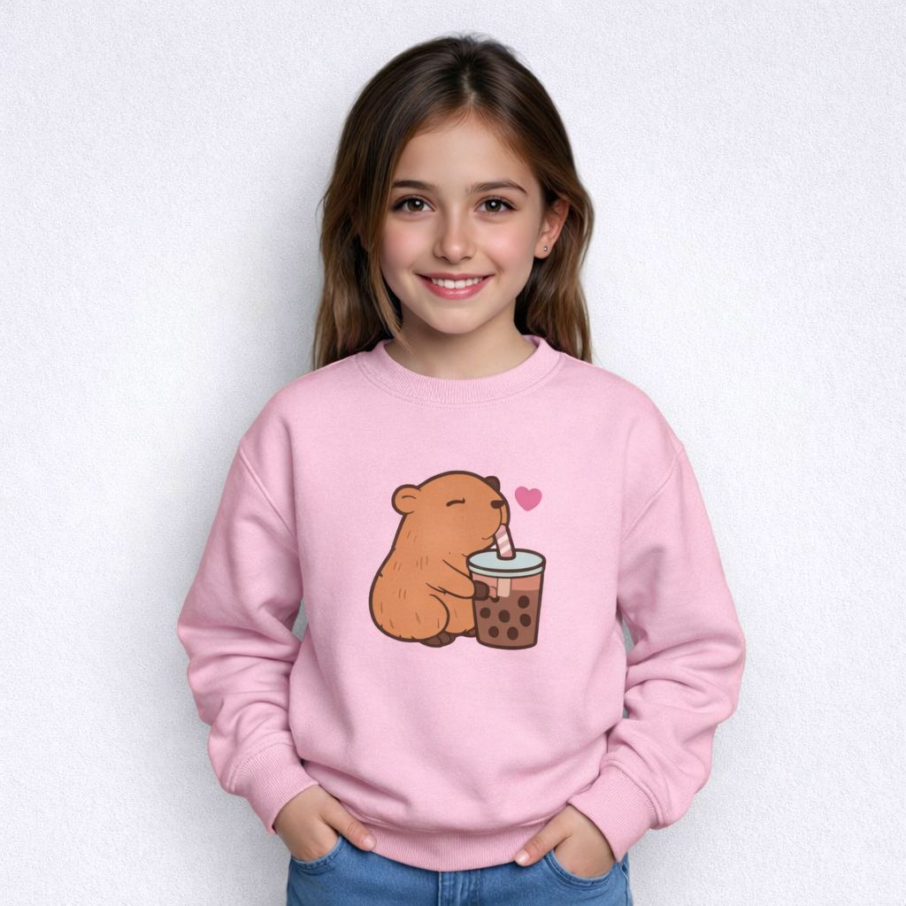 Blusa Moletom Infantil Menino Menina Gola Careca Flanelado Capivara Fofa Tendência 2026