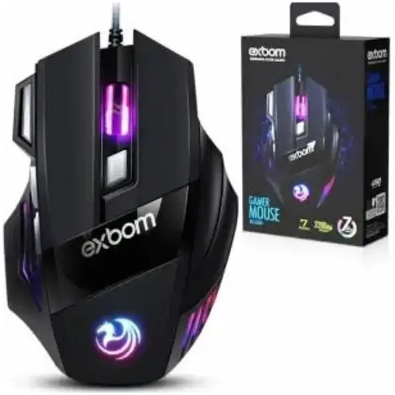 MOUSE GAMER 7D 3200DPI RGB EXBOM 7 BOTÕES MS-G260