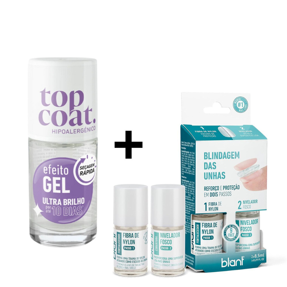 Kit 1 Blindagem Unhas Blant + 1 Top Coat Blant