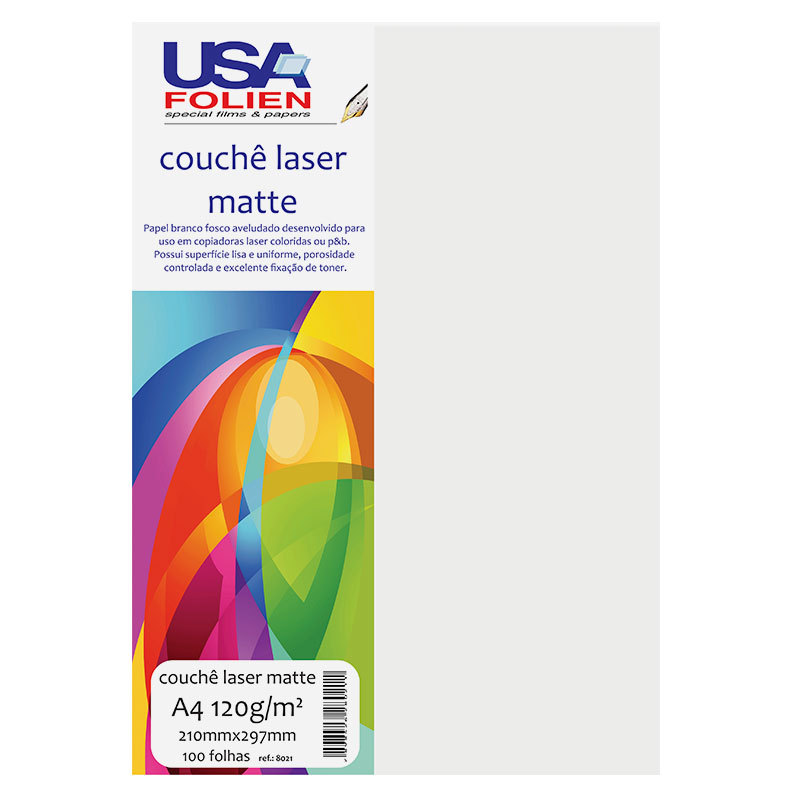 Papel couchê laser matte A4 120g com 100 folhas 8021 Usa Folien