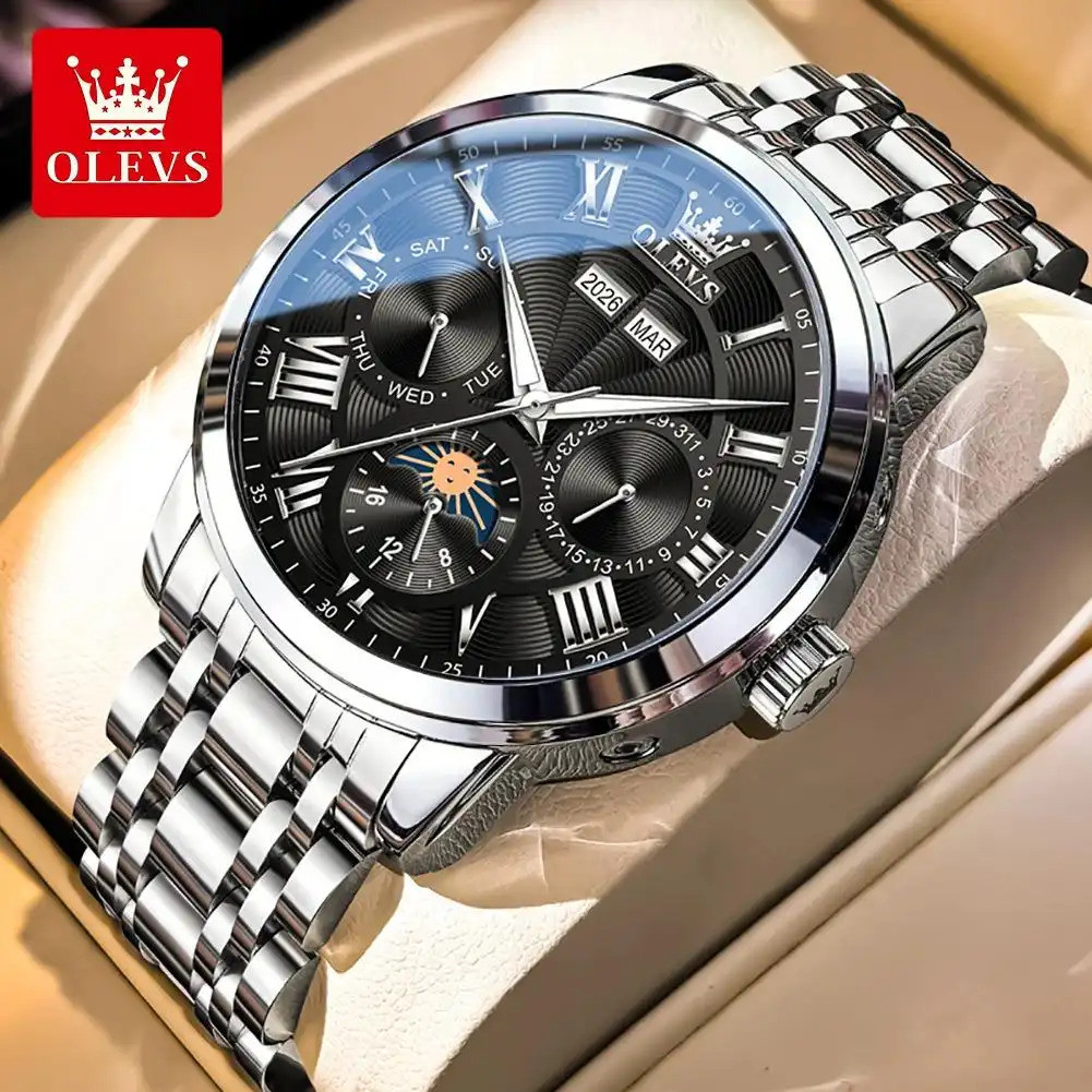 OLEVS 6785 Marca De Luxo Relógio Masculino Negócios Escala Romana Calendário Semana Original Todo Automático Mecânico