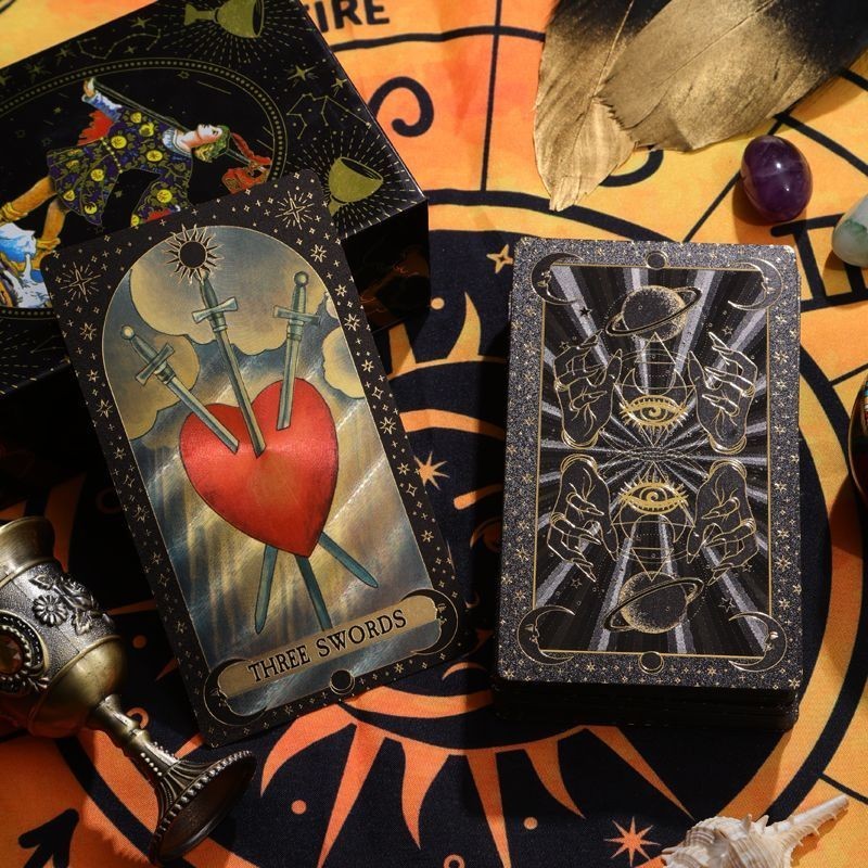Foil Tarot Full Color Print Tarot Plástico Tarot Manual Jogo de Tabuleiro Matriz de Cartas Profundas