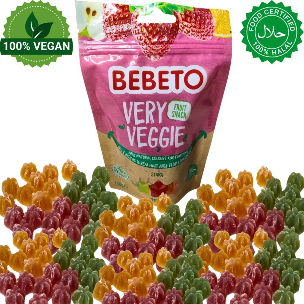 Bala Vegana Bebeto Bala Gelatina Importada da Turquia Very Veggie Fruit 130g