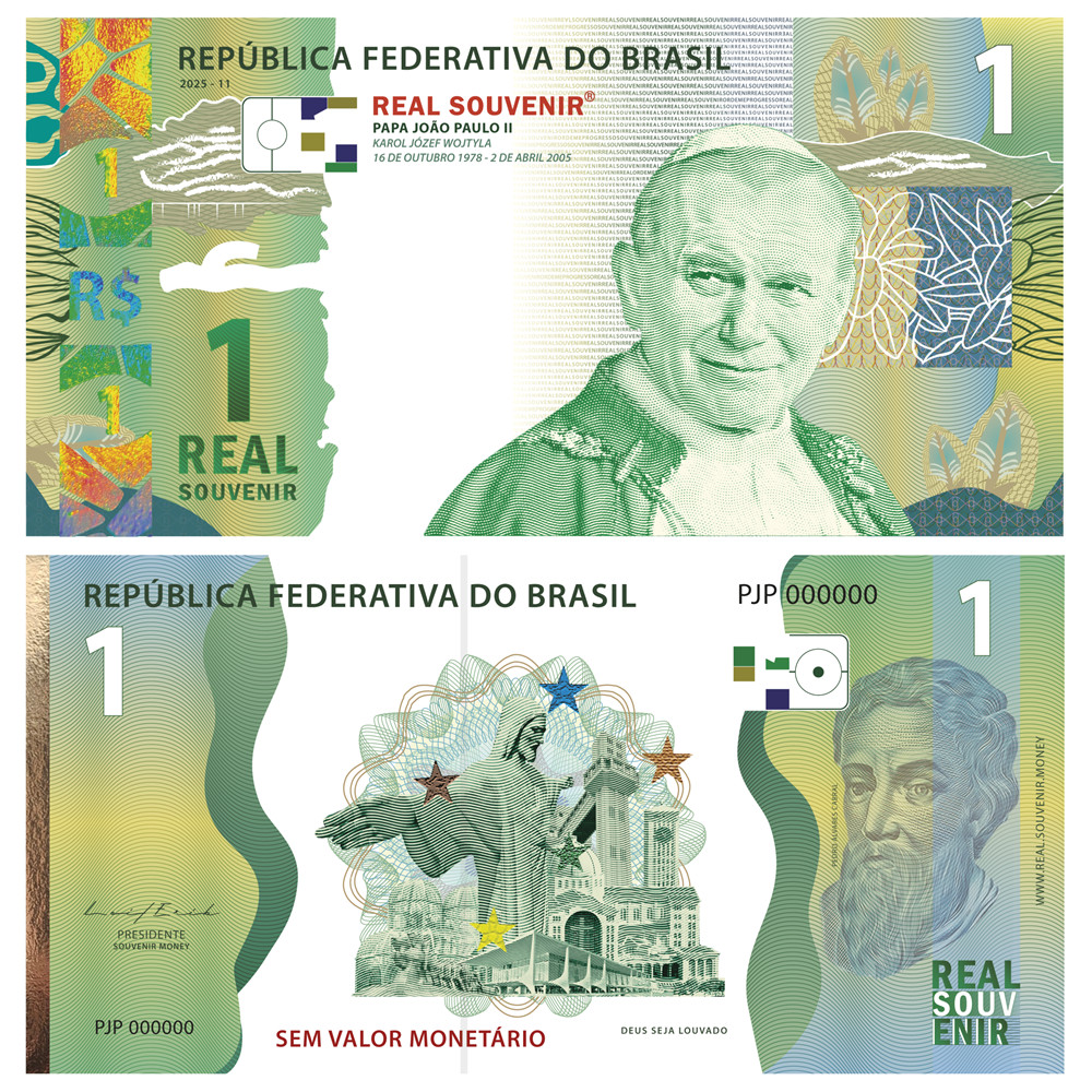 Cédula Real Souvenir Papa João Paulo II