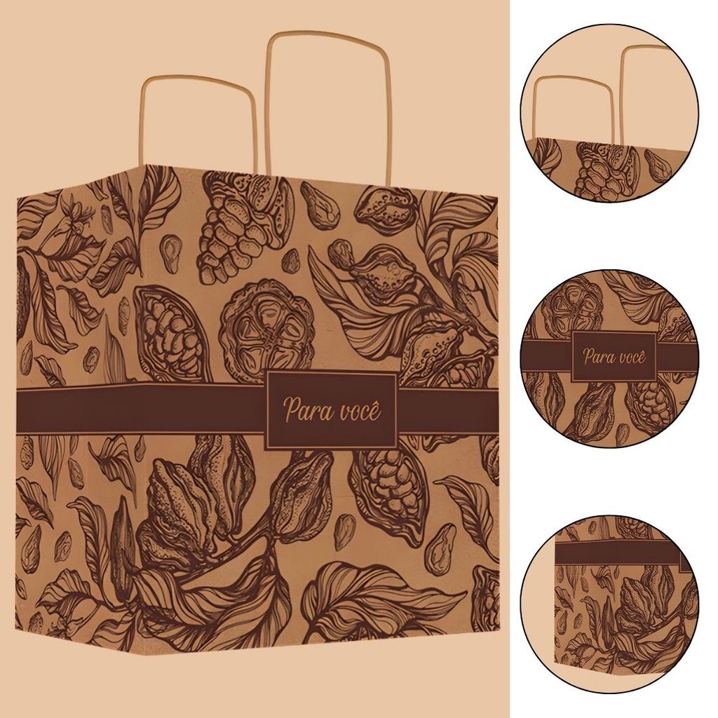 10 SACOLA PASCOA M 22X15X24 - PURO CACAU 5832 ( IDEIA PÁSCOA 2026 ) em Oferta na Shopee