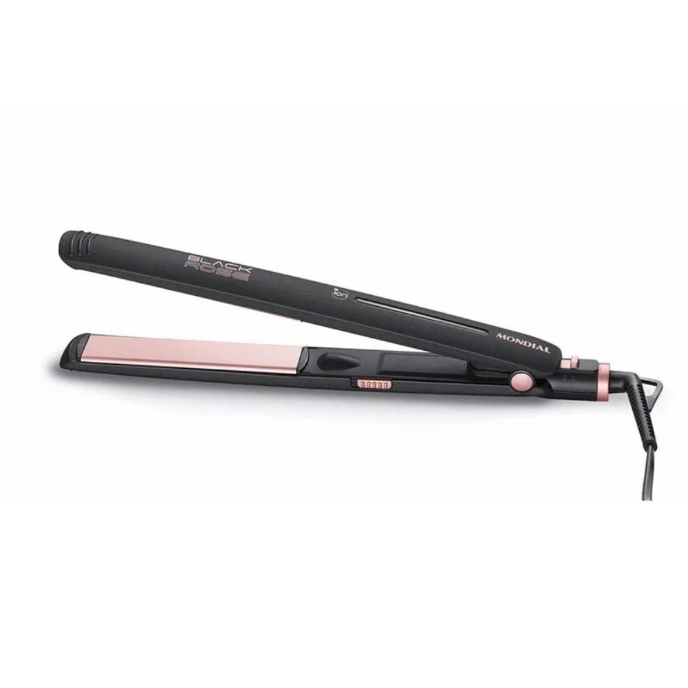 Prancha Alisadora Mondial Black Rose com Revestimento Cerâmico Preto/Rose Bivolt - P-27 em Oferta na Shopee