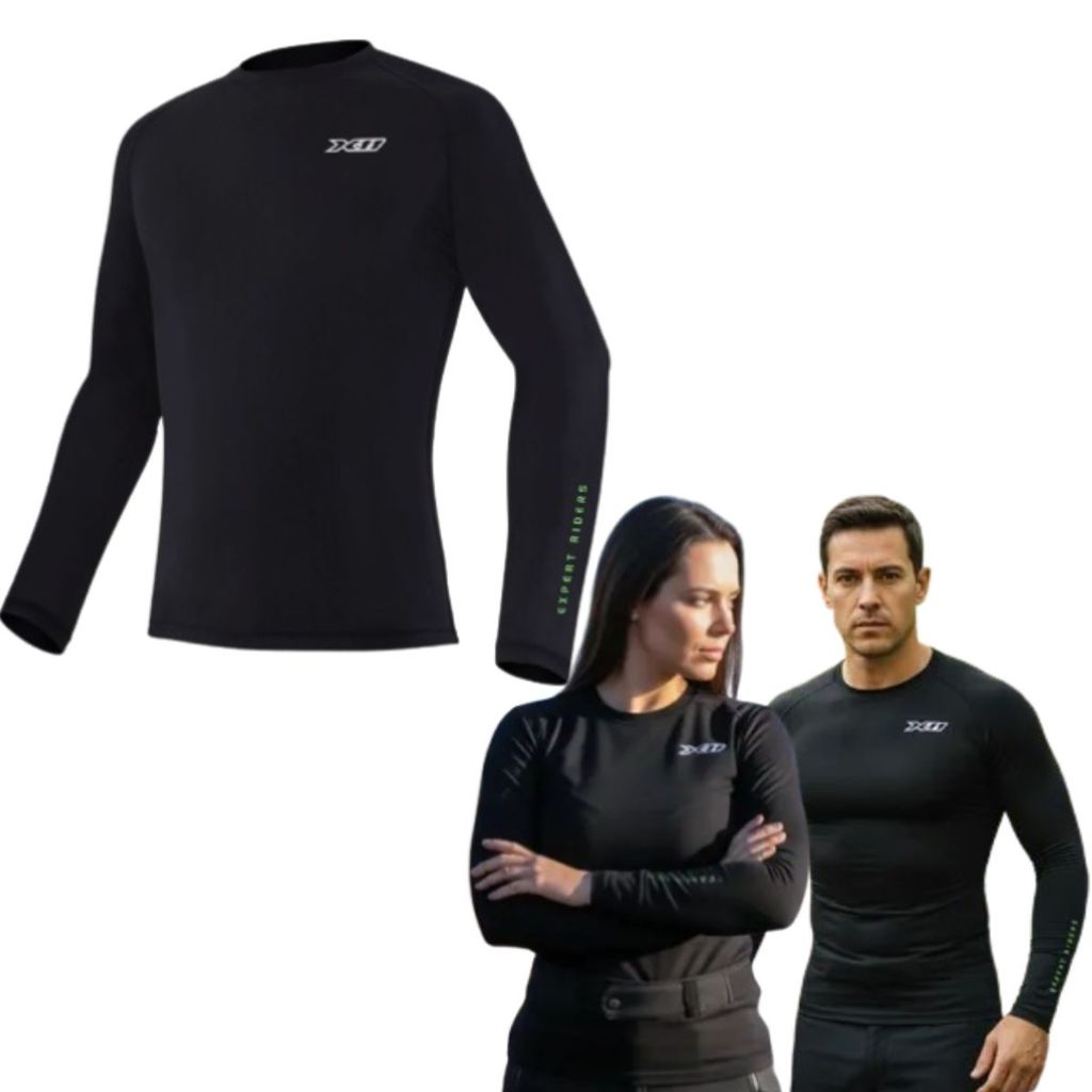 Roupa Proteção Térmica Blusa Segunda Pele Climate 1 X11 Preto Motociclista Inverno Masculina Feminina