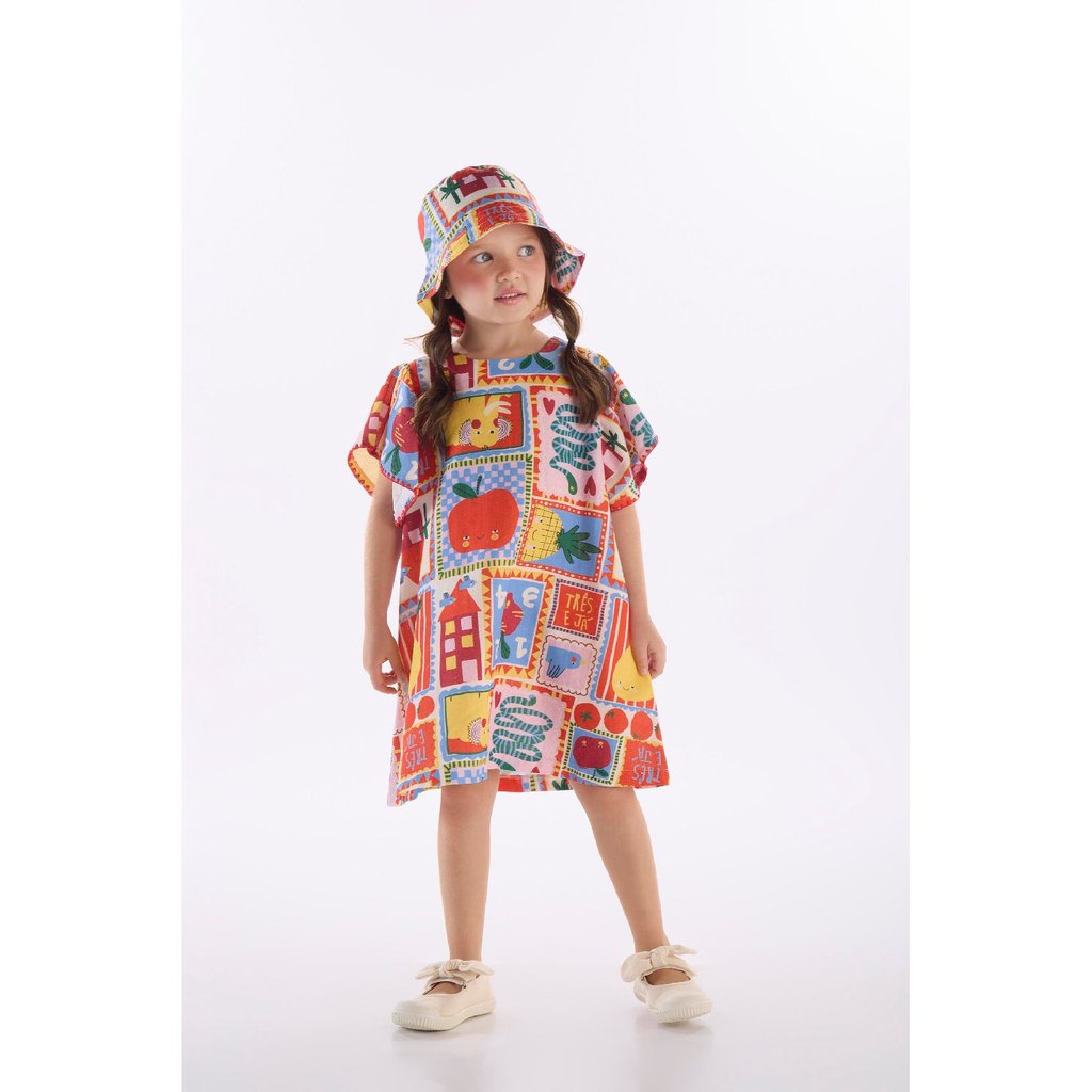 Vestido Infantil em Viscolinho Três e Já