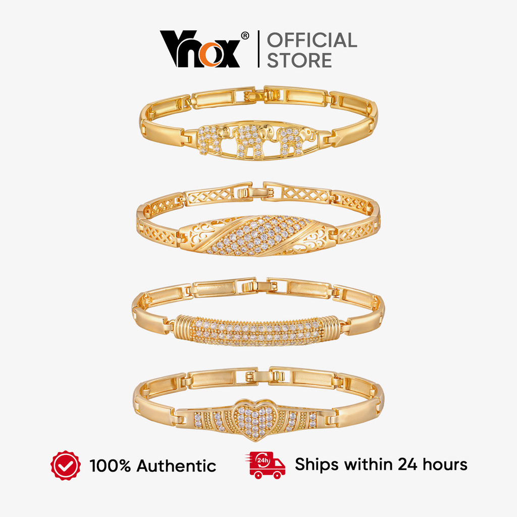 Pulseira De Corrente De Zircônia Cúbica Vnox Pave Para Mulheres , Joia Delicada Banhada A Ouro Simples , Presente Com Vo