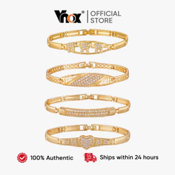 Pulseira De Corrente De Zircônia Cúbica Vnox Pave Para Mulheres , Joia Delicada Banhada A Ouro Simples , Presente Com Vo
