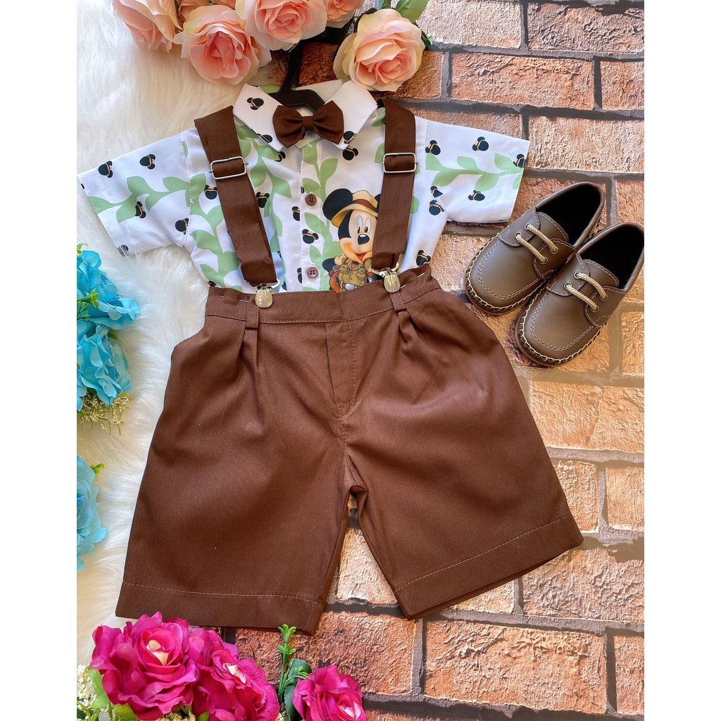 Conjunto Completo Tematico Menino Infantil Suspensorio Orelinhas Safari Festa Aniversario