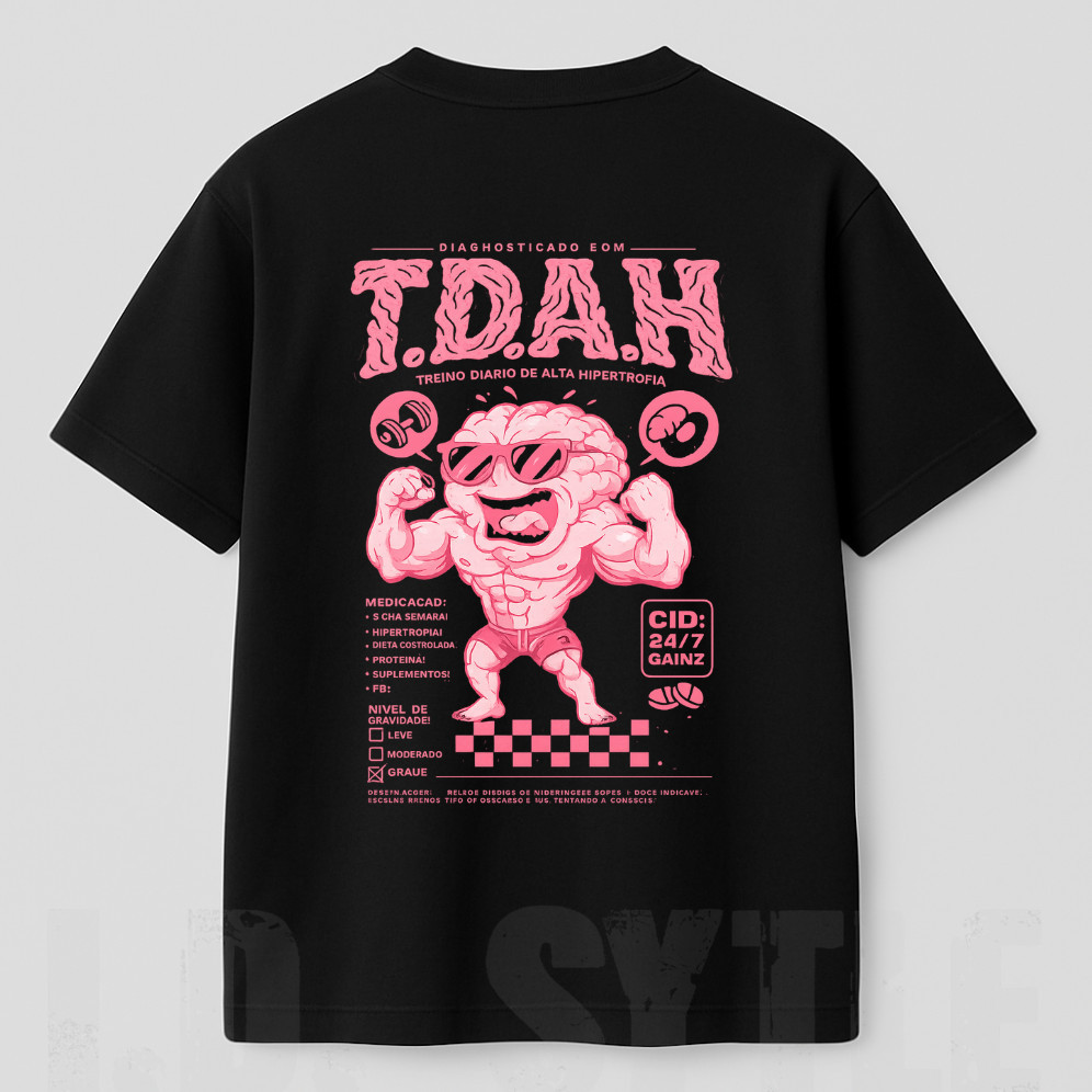 Camisa Camiseta Oversized Academia TDHA Algodão Premiun Streetwear para Treino dia a dia ID176 em Oferta na Shopee