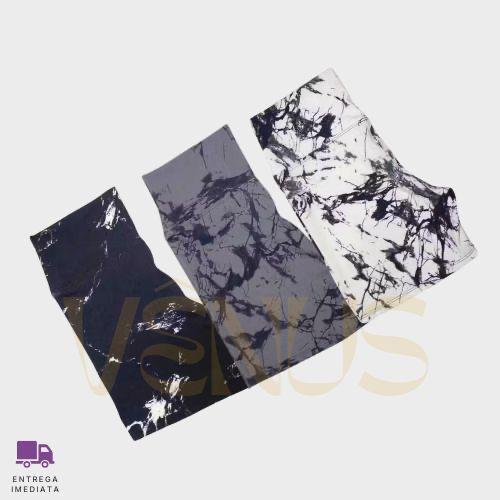 Kit 3 shorts fitness Tie Dye Cintura Alta Academia Marmorizado Feminino