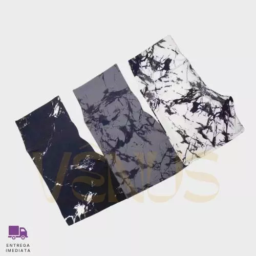 Kit 3 shorts fitness Tie Dye Cintura Alta Academia Marmorizado Feminino