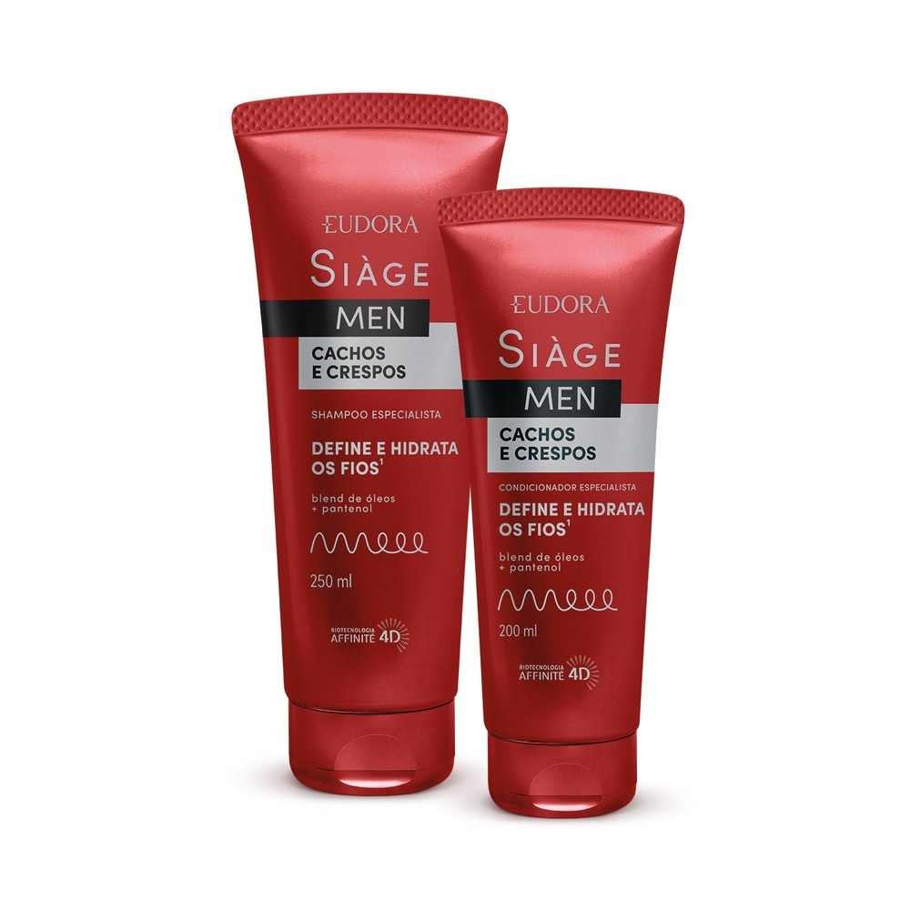 Combo Siàge Men: Condicionador Cachos e Crespos 200ml + Shampoo Cachos e Crespos 250ml