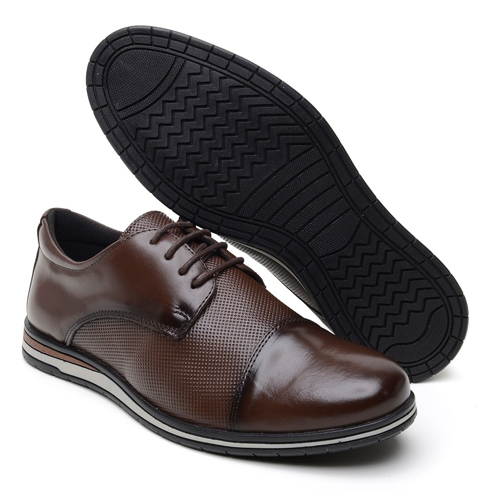 Sapato Social Masculino Oxford  Couro Legitimo  Sport Fino palmilha Confort Solado Antiderrapante em Oferta na Shopee