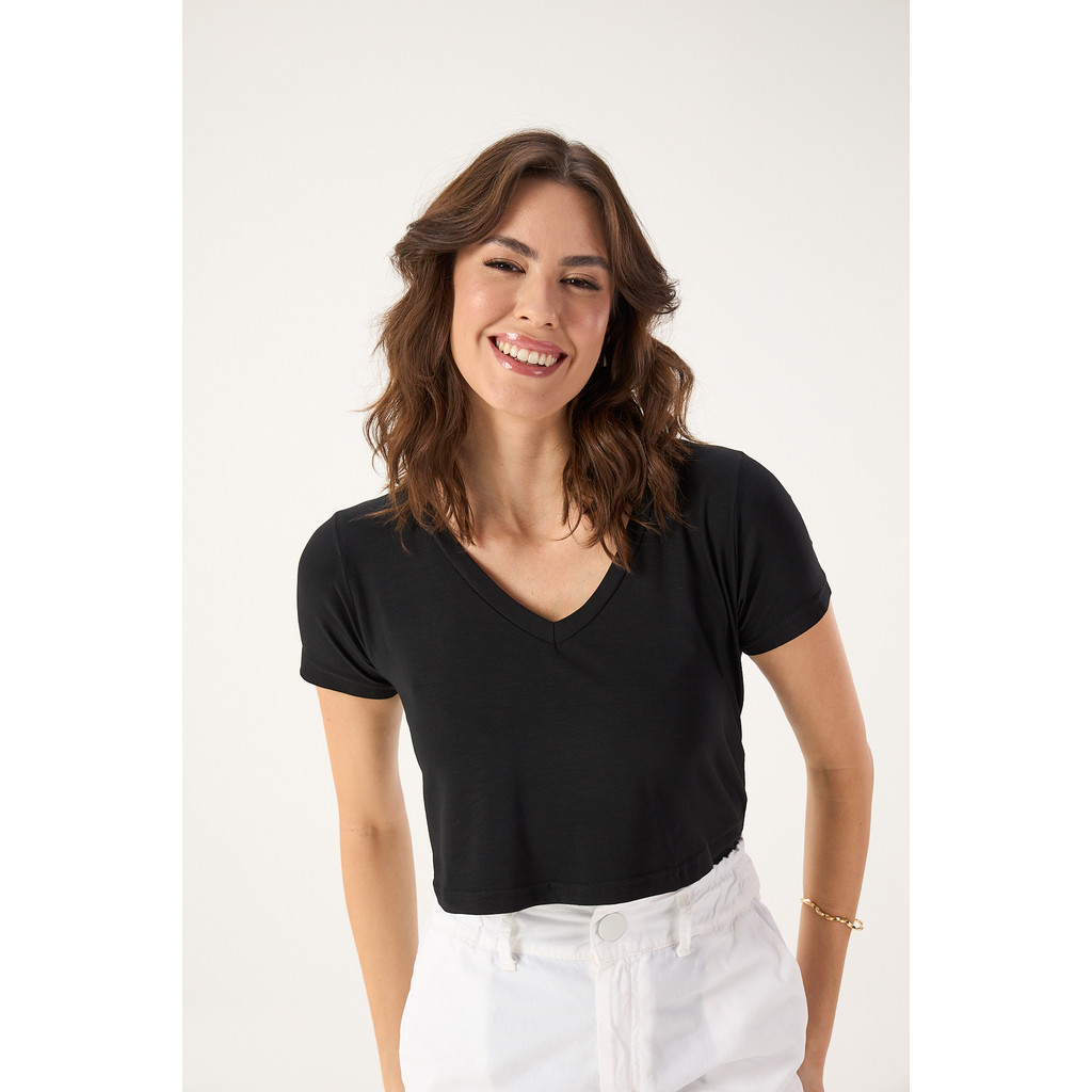 BLUSA DE AMAMENTAÇÃO GOLA V PRETA em Oferta na Shopee