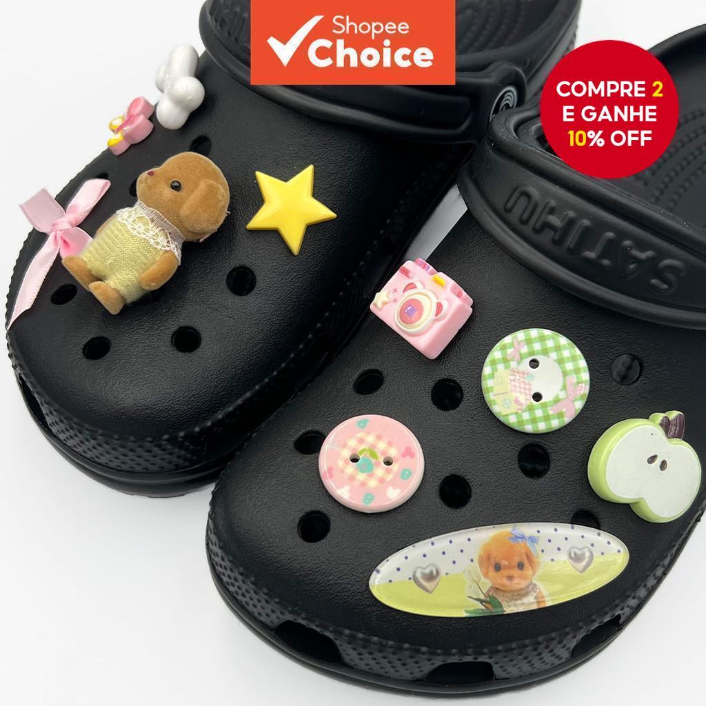 10 Peças Amuletos De Sapato Arco Rosa E Maçã Verde Acessórios Decorativos Exclusivos