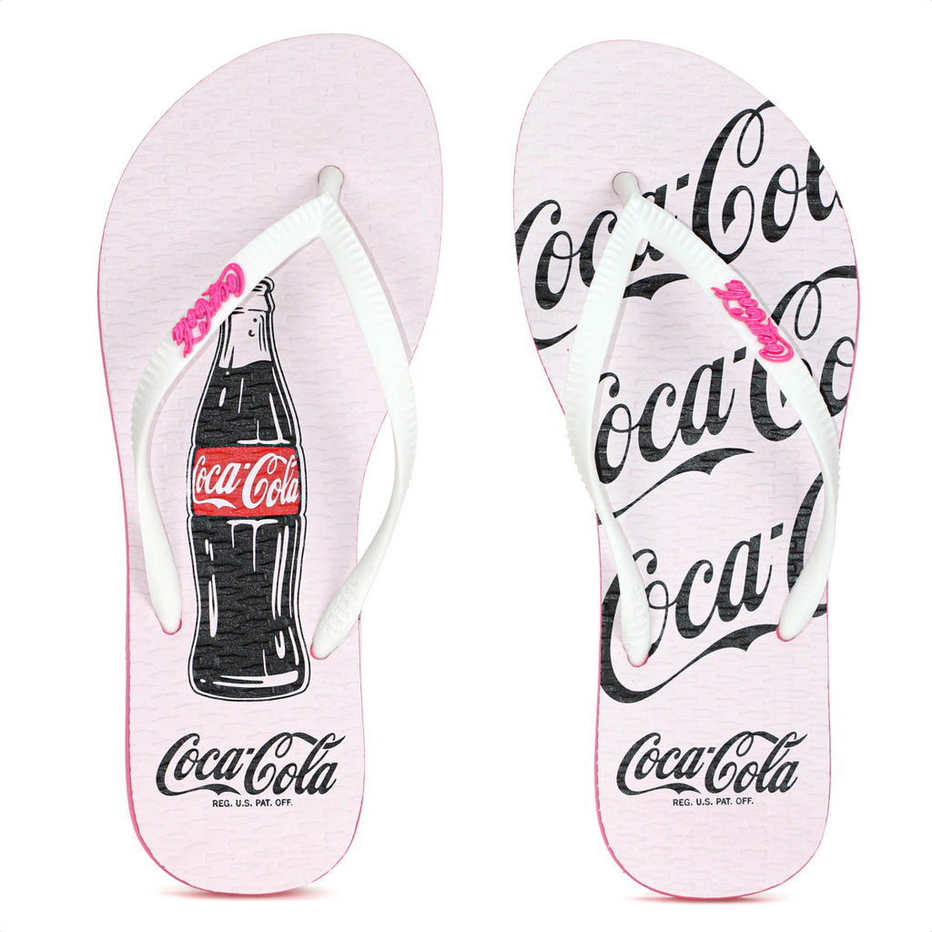 Chinelo Coca Cola Trade Rosa e Branco - Feminino Lançamento Nova Confortável Macio Leve Praia Piscina em Oferta na Shopee