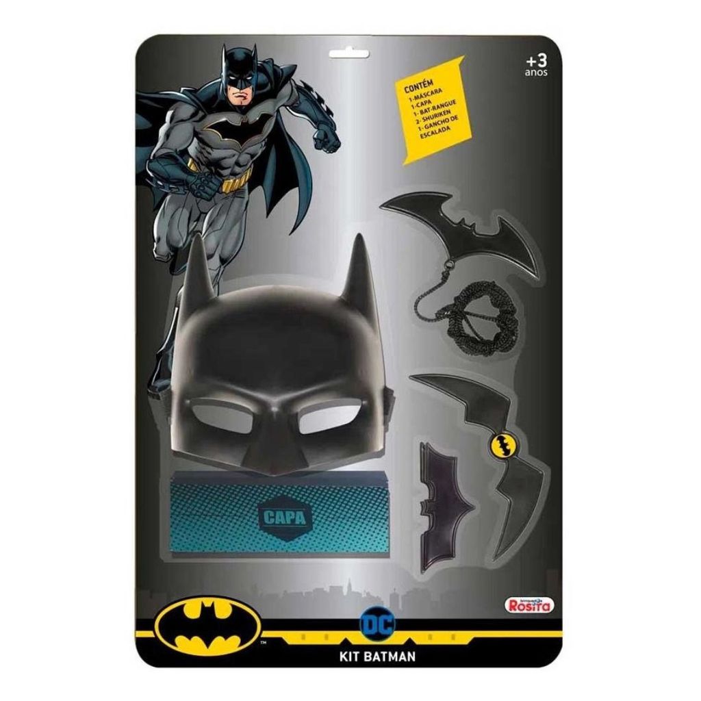 Kit Acessórios Batman Brinquedo Infantil Dc Comics Liga Da Justiça Diversão Crianças Super Herói Aventura