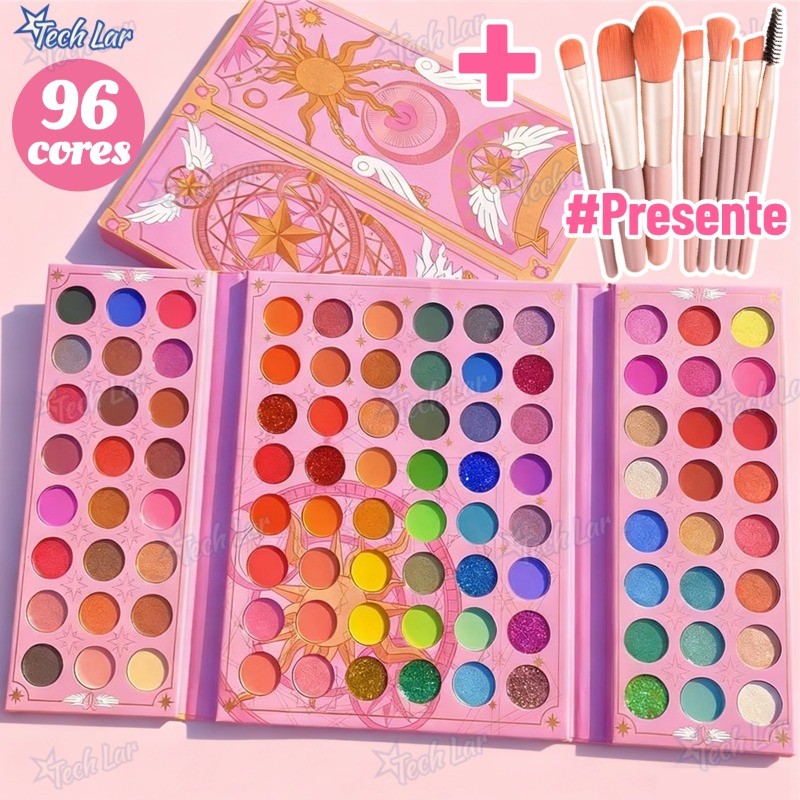 Paleta De Sombra De Olho Em 96 Cores Perolada / Fosca / Com Glitter / Longa Duração TL