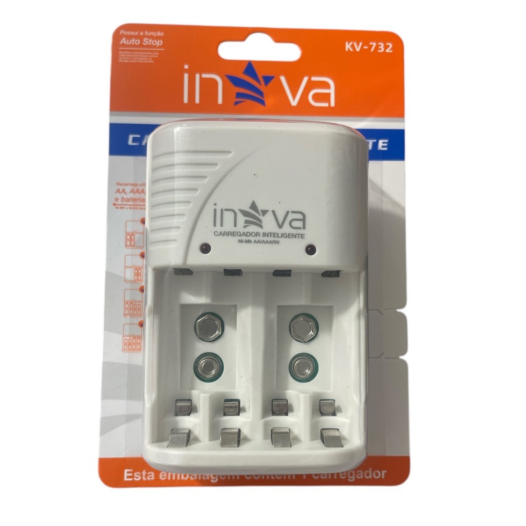Carredgador De Pilhas AA/AAA Bivolt Auto Stop S/pilhas Inova
