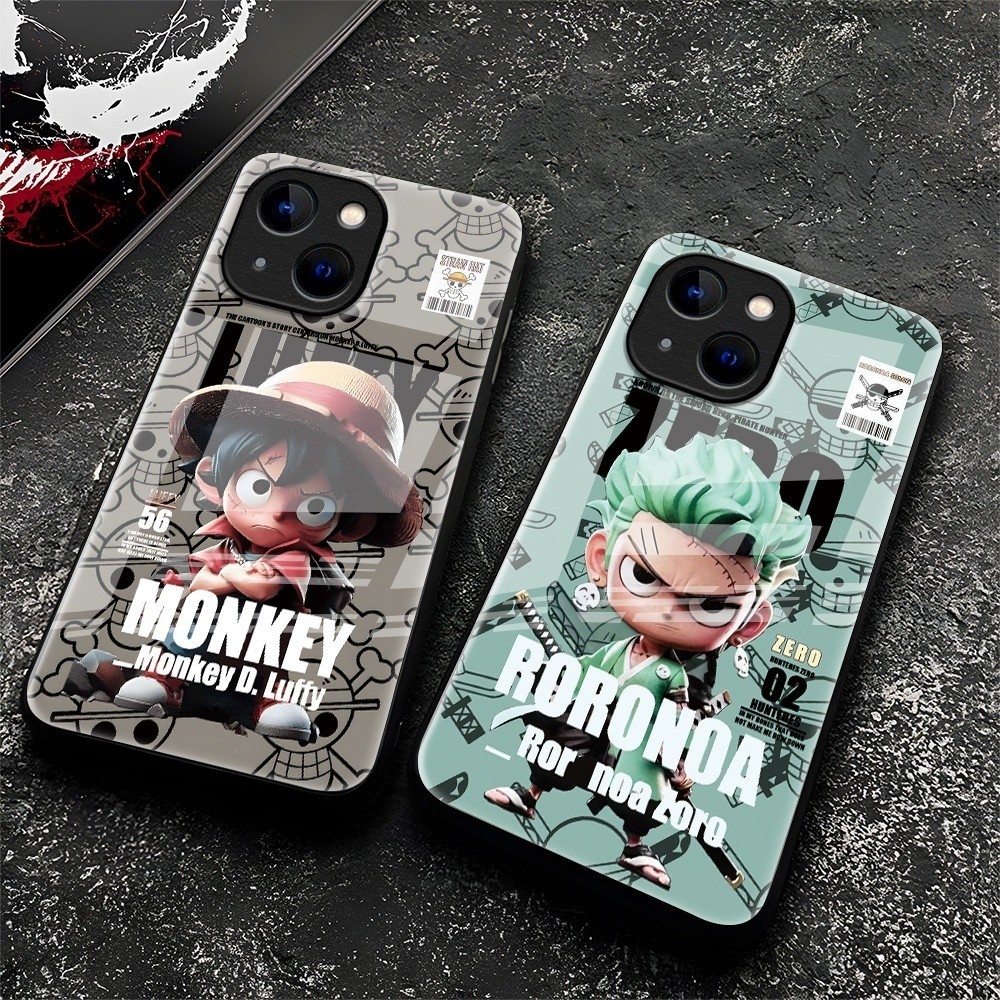Vitrine de cristal Para iPhone 17 Pro Max 17Air 16 15 13 11 14 12 11 Pro Xs Max XR versão chibi do Luffy Capa