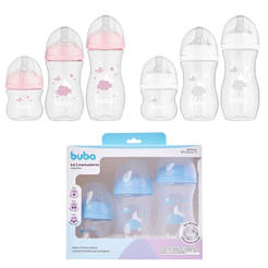 Kit 3 Mamadeiras Nuvem Easy Flow Anticólica 120 270 330 ML Buba