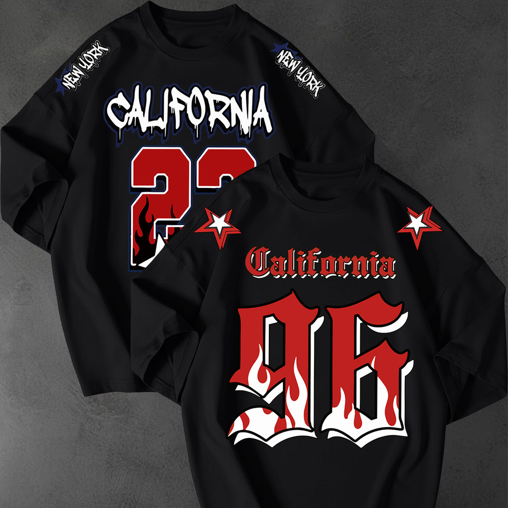 Kit 2 Camisetão Oversized Streetwear Estampa California 96 Chamas Unissex Solta Academia Gyn Urbana
 em Oferta na Shopee