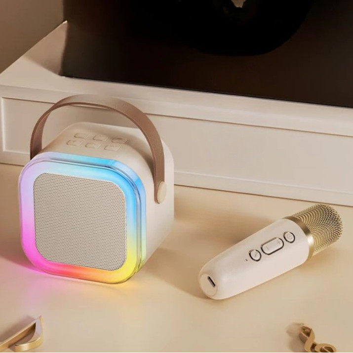 K12 Caixa de som sem fio com microfone Karaokê, Mini Alto-falante Bluetooth portátil de Karaokê