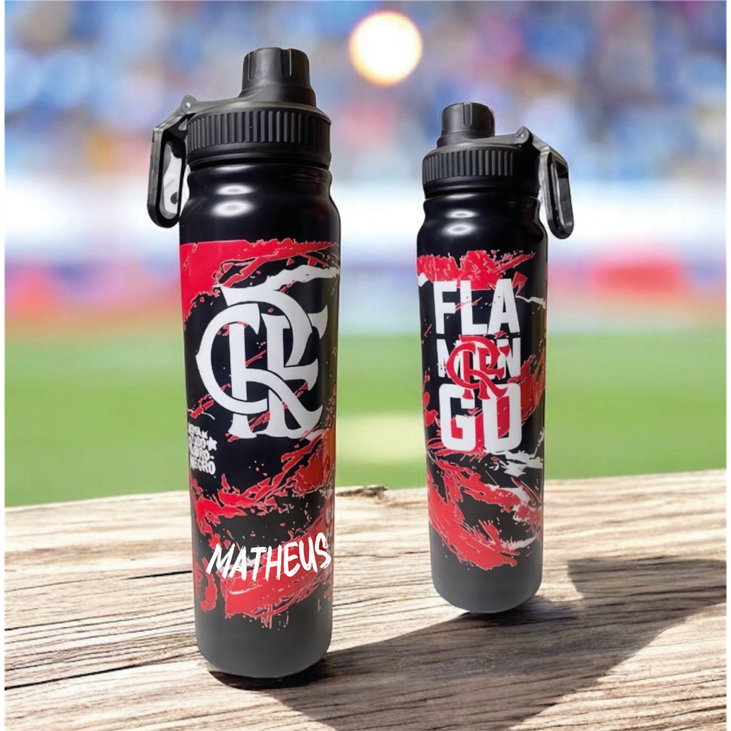 Garrafa Inox Térmica Personalizada do Flamengo 360 Graus Mengo Com Seu Nome 800ml Mágica Show em Oferta na Shopee