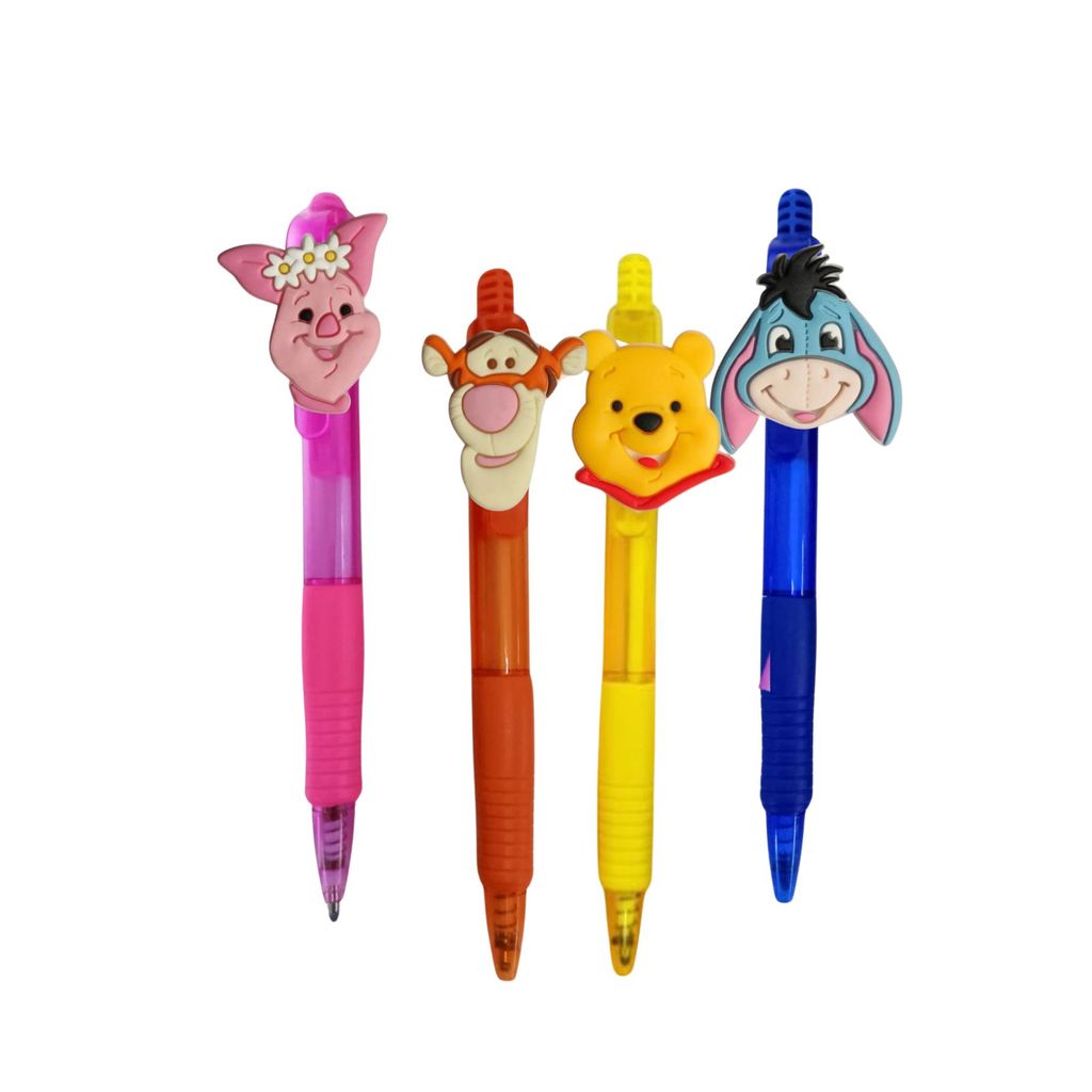 04 Canetas esferográficas Ursinho Pooh e amigos caneta para lembrancinhas aniversário brinde revenda revender Leitao Tig