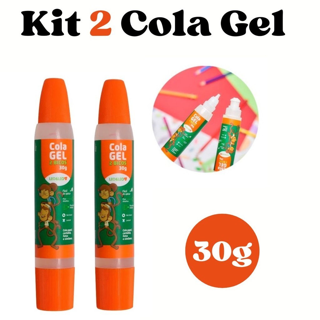 Kit 2 Cola em Gel com 2 Bicos 30g Transparente Leo&Leo em Oferta na Shopee