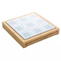 6 Peças para Queijo Tábua com Gaveta Mosaico 23cm x 23cm x