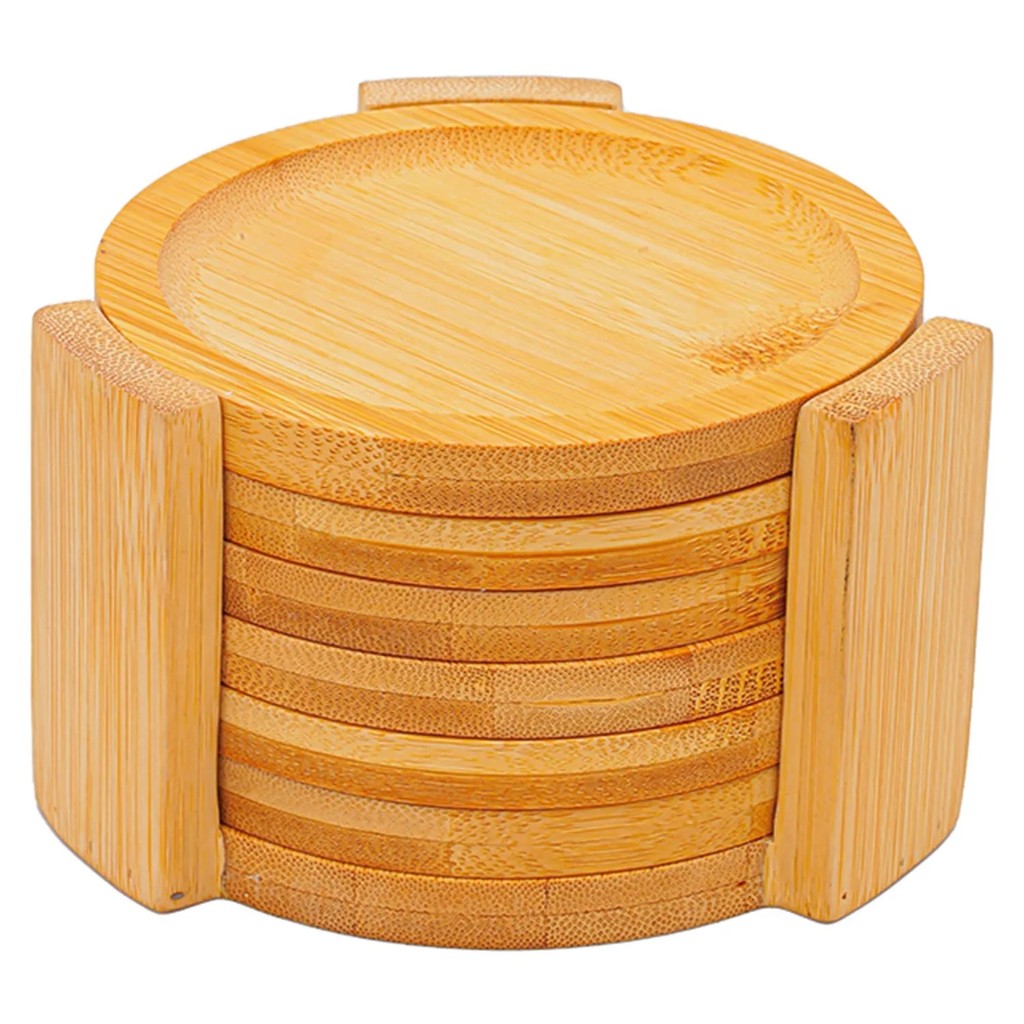 PORTA COPOS BAMBU REDONDO COM SUPORTE ECOKITCHEN MIMO STYLE - KIT