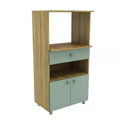 Balcão Armário Multiuso para Forno 2 Portas 1 Gaveta 60cm Cor Carvalho/Verde - Mademóvel