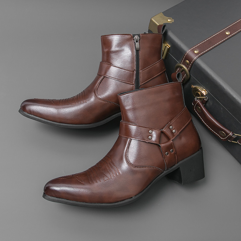 Botas Chelsea Masculinas Com Zíper Lateral , Casuais Deslizantes Sociais Estilo Chukka E Oxford