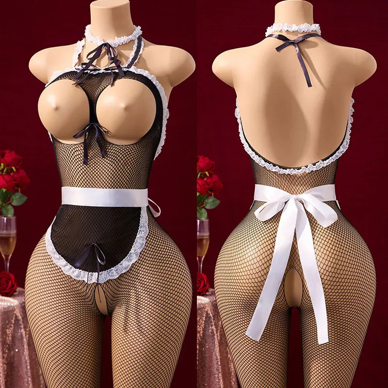Cosplay Sexo Boneca Traje Completo Aberto Sutiã Negrito Lingerie Sexy Meias Cama Uniforme De Empregada Conjunto Inclui A em Oferta na Shopee