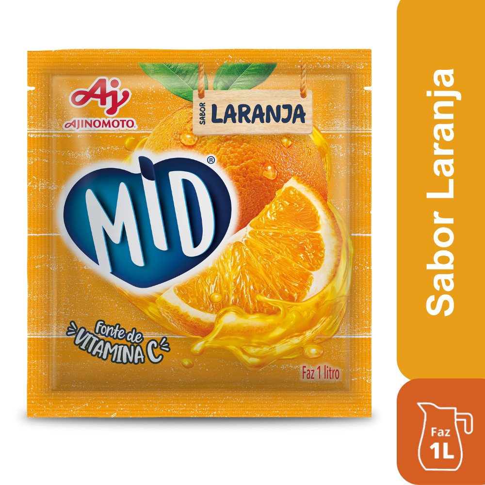 Kit Refresco em Pó MID® Sabor Laranja Com 5 Unidades de 20g