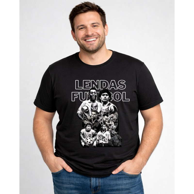 Camiseta Algodão Lendas do Futebol | Unissex | Maradona Pelé Cris Ronaldo Zico Messi| Infantil, Adulto e Plus