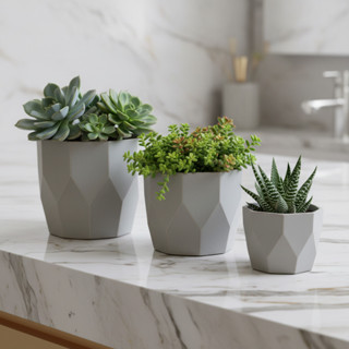 Kit Trio Cachepô para Suculentas Vasos Ornamentais Modernos Decoração Interna em Oferta na Shopee